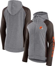 FANATICS Women's Fanatics Branded  Heather Gray/College Brown Cleveland Browns Blind Side Lightweight Full-Zip Hoodie