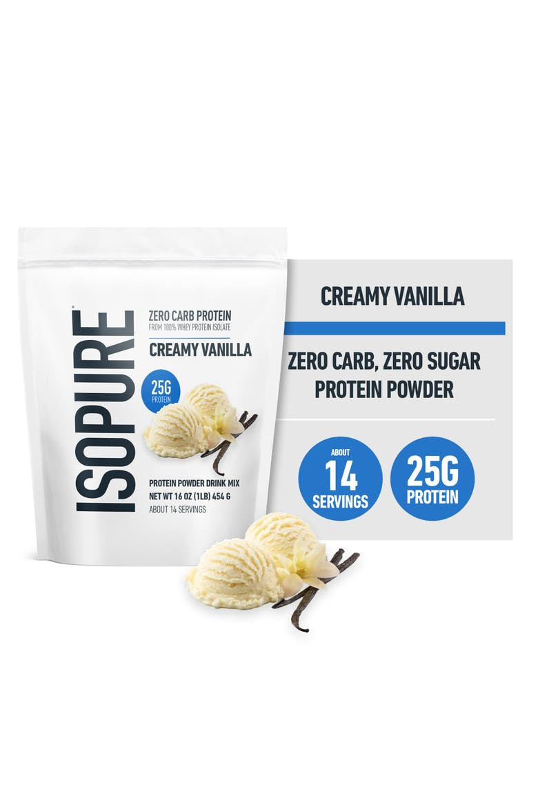 Zero Carb 100% Whey Protein Isolate Powder, Creamy Vanilla, 25g Protein, 15 Servings, Main, color, None