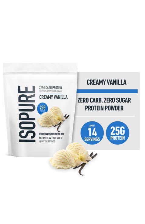Zero Carb 100% Whey Protein Isolate Powder, Creamy Vanilla, 25g Protein, 15 Servings