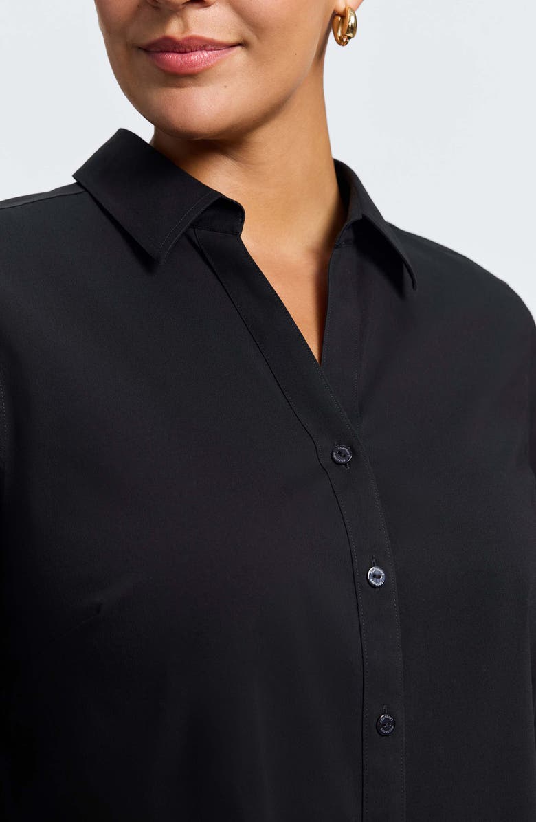 Foxcroft Mary Non-Iron Stretch Cotton Button-Up Shirt, Alternate, color, Black