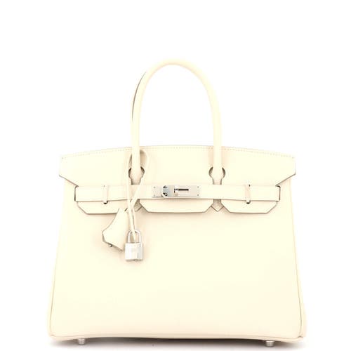 Pre-owned Hermes Hermes Birkin Handbag Light Epsom With Palladium Hardware 30 In White