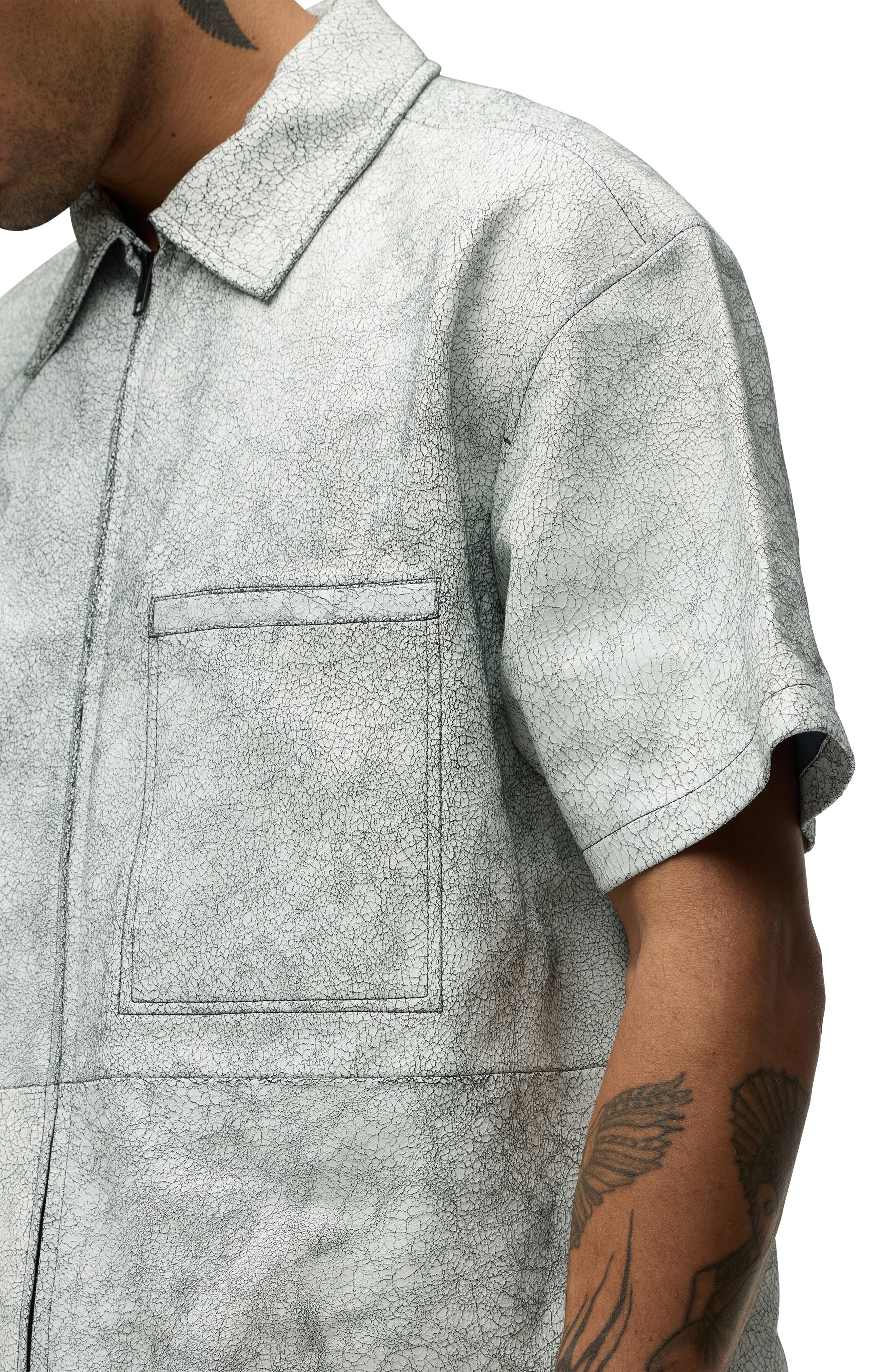 Leather Zip Front Shirt - image 2