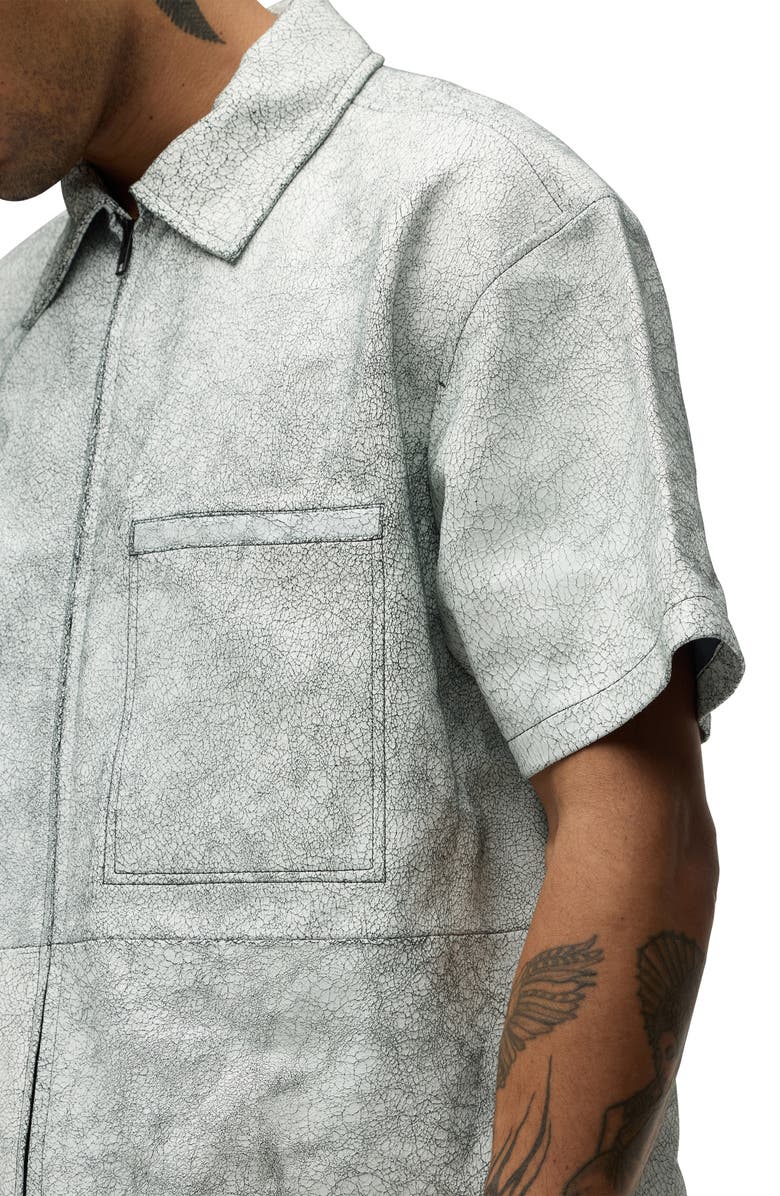 Hudson Jeans Leather Zip Front Shirt, Alternate, color, Cracked White