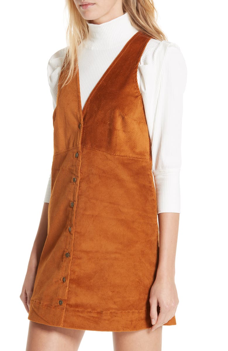 Free People Rolling Thunder Corduroy Minidress, Alternate, color,