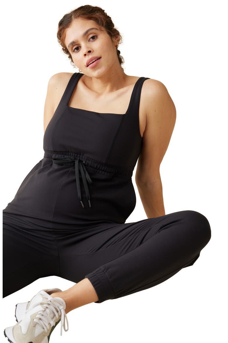 Athleisure Maternity Jumpsuit, Alternate, color, BLACK