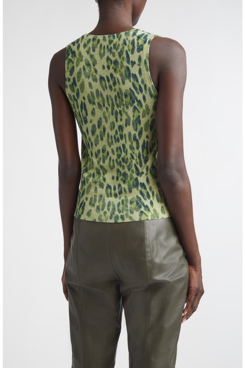 Fine Gauge Leopard Print Wool Blend Sweater Vest, Alternate, color, OLIVE MULTI ANIMAL PRINT
