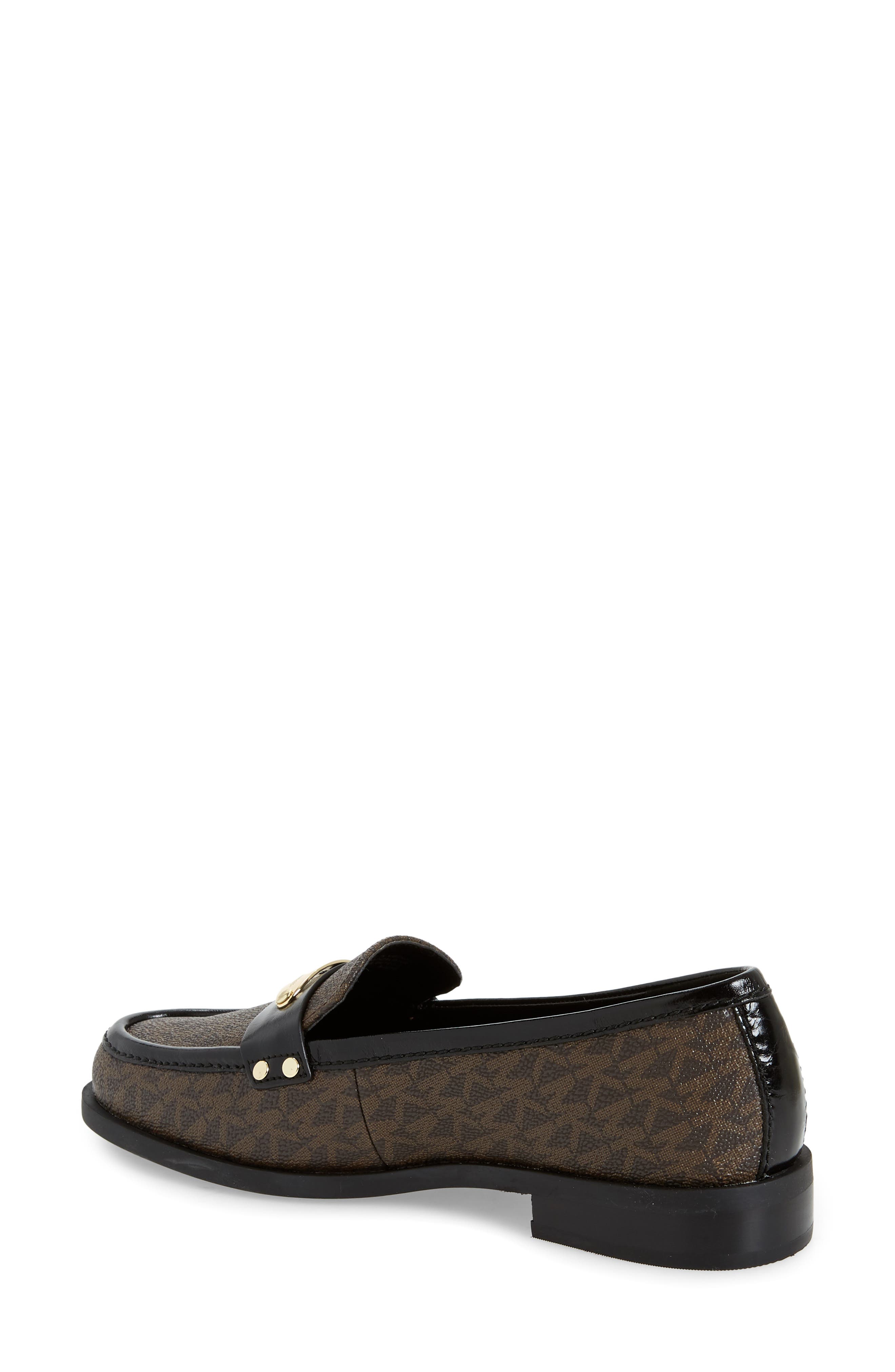 Finley Logo Plaque Loafer, Alternate, color, BROWN/ BLACK