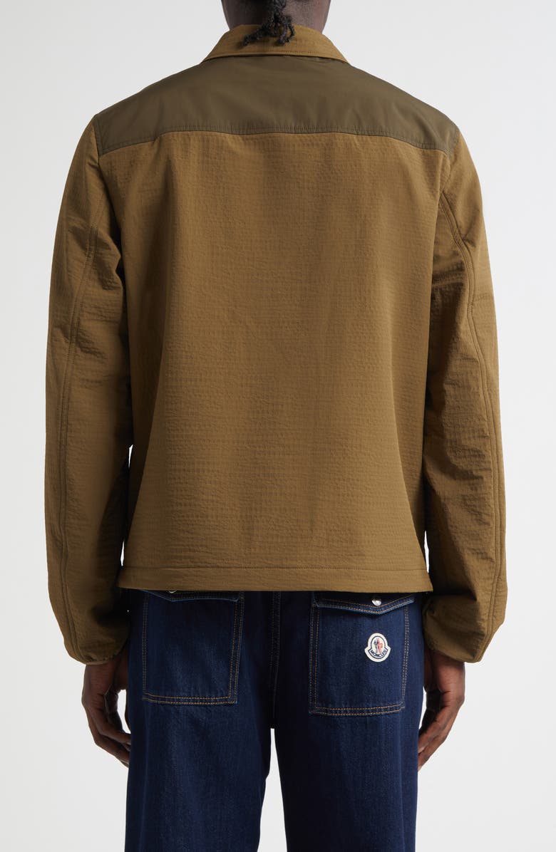 Moncler Padded Seersucker Zip Shirt Jacket, Alternate, color, Beech