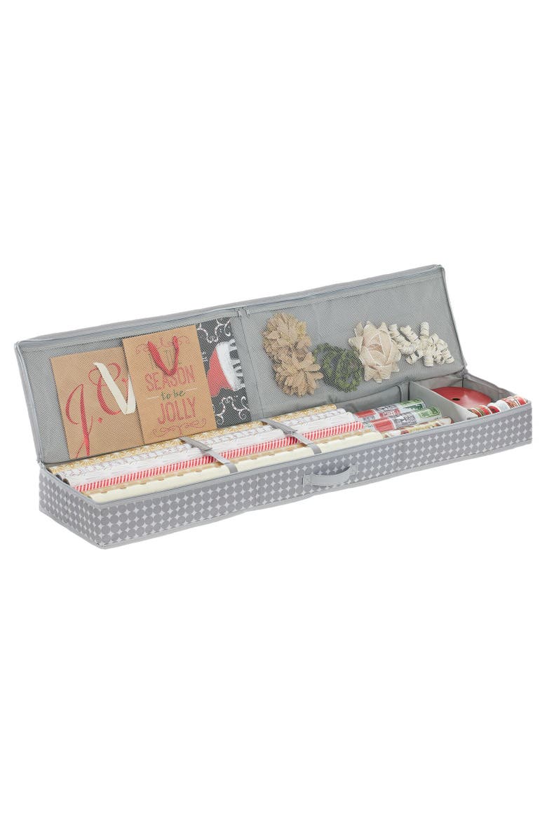 Long Gift-Wrapping Paper Storage Bag with Handles and Zipper Lid, Alternate, color, Gray