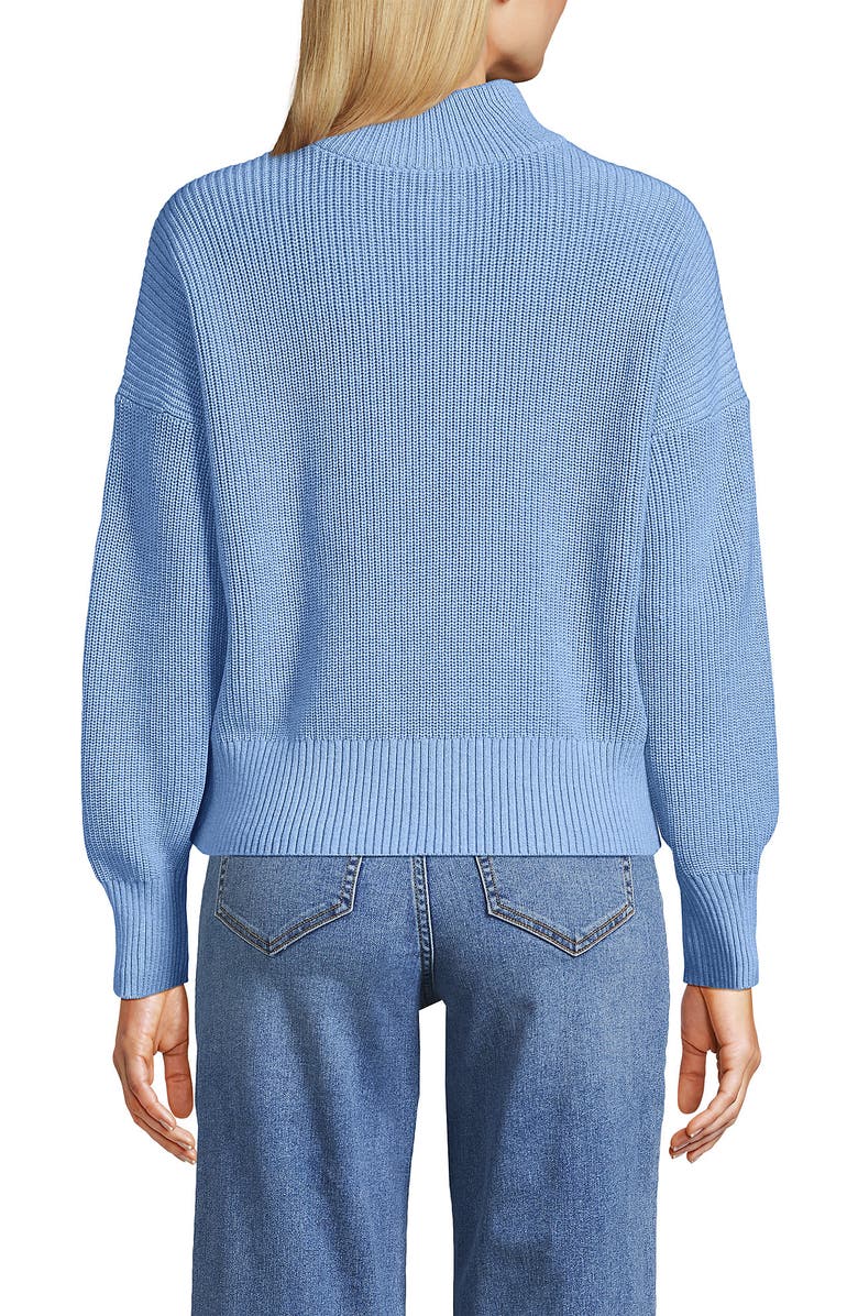 Lands' End Drifter Shaker Wedge Quarter Zip Sweater, Alternate, color, Light True Blue Heather