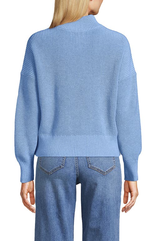 Lands' End Drifter Shaker Wedge Quarter Zip Sweater In Blue