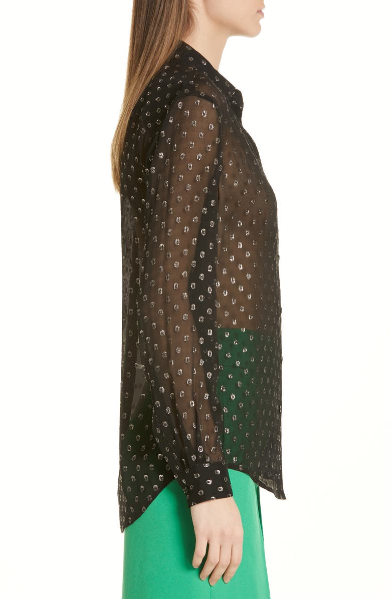 Robert Rodriguez Camille Fil Coupé Silk Blend Chiffon Shirt, Alternate, color, 