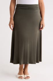 Renee C Foldover Waist Midi Skirt