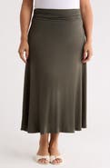 Renee C Foldover Waist Midi Skirt