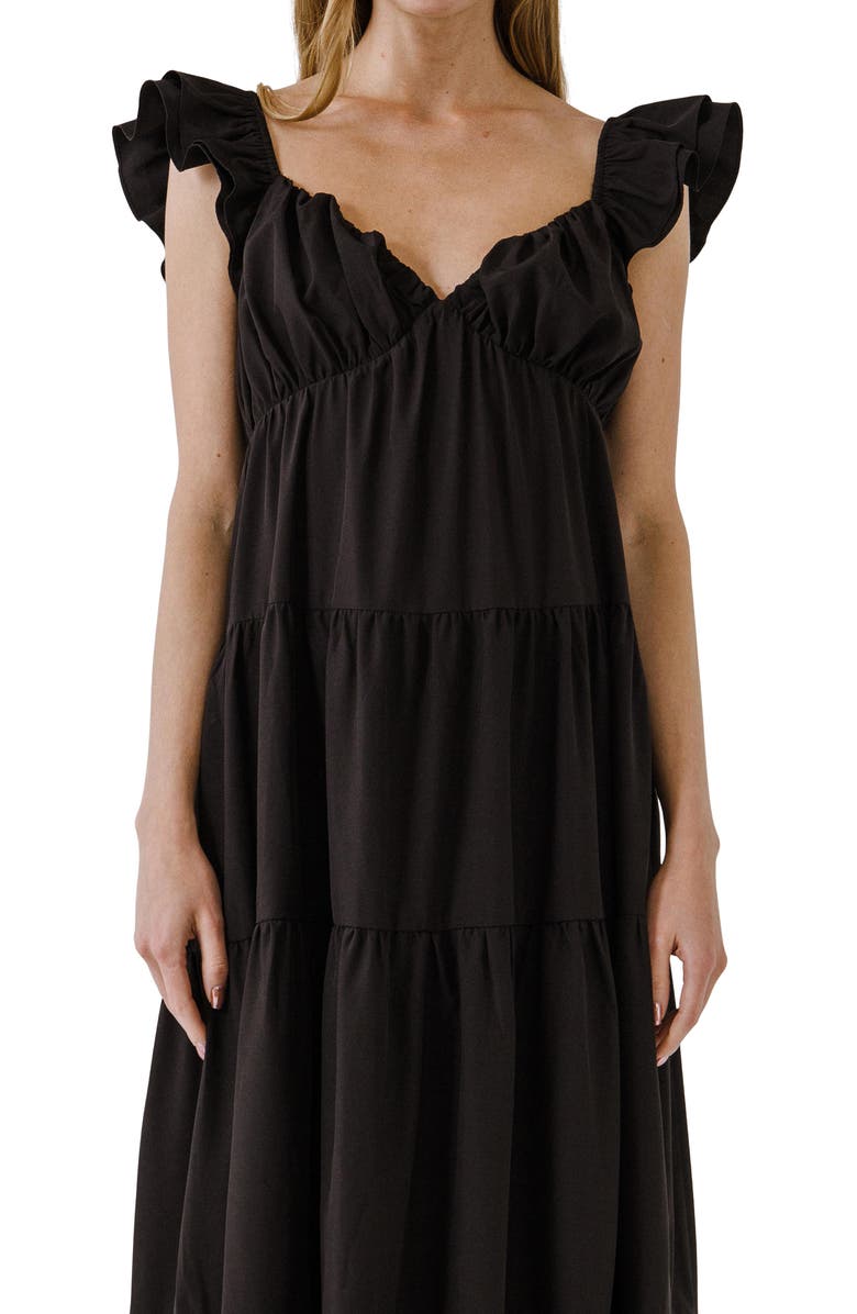 Free the Roses Ruffle Sleeve Maxi Dress, Alternate, color, 