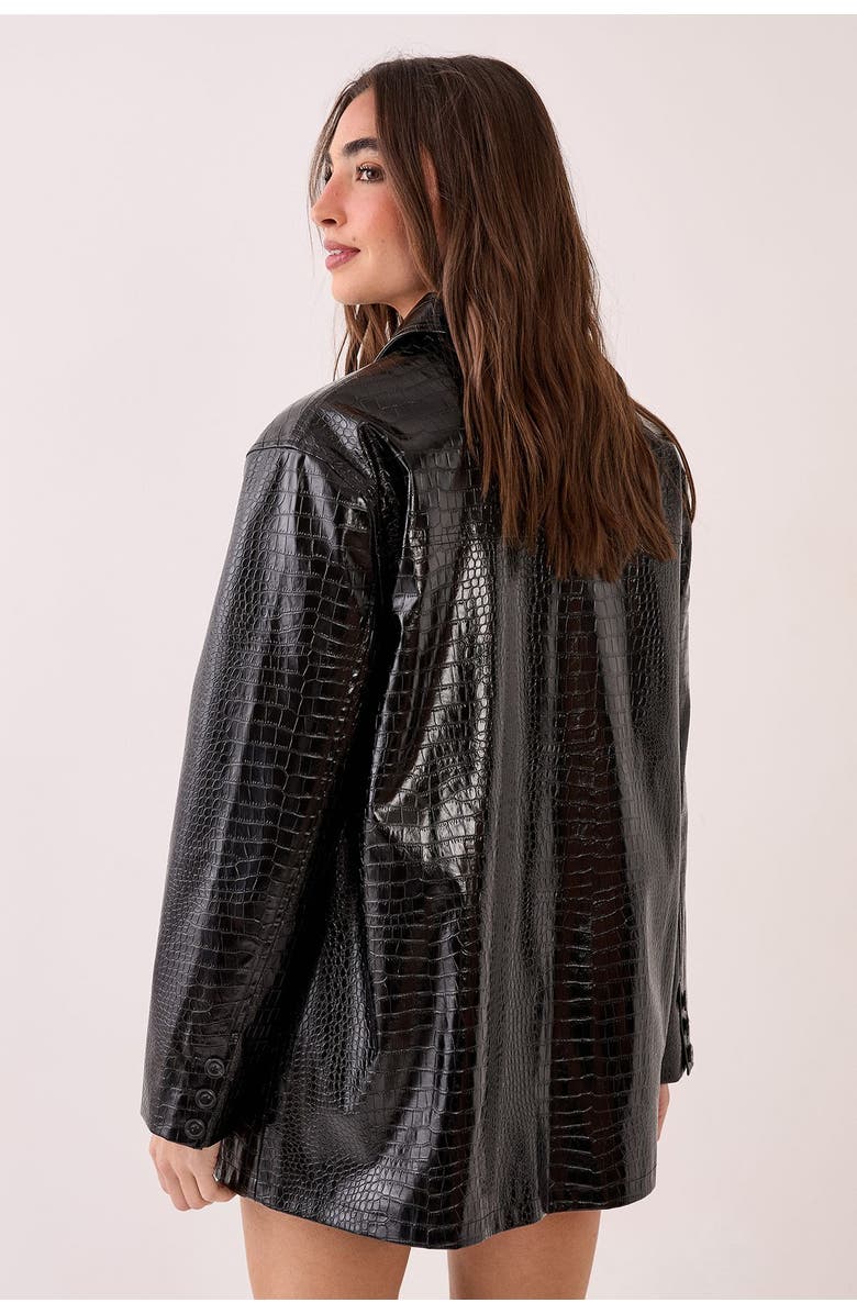NASTY GAL Croc Vinyl Faux Leather Clean Jacket, Alternate, color, Black