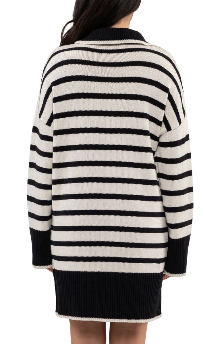 Blu Pepper Stripe Long Sleeve Sweater Dress, Alternate, color, Cream