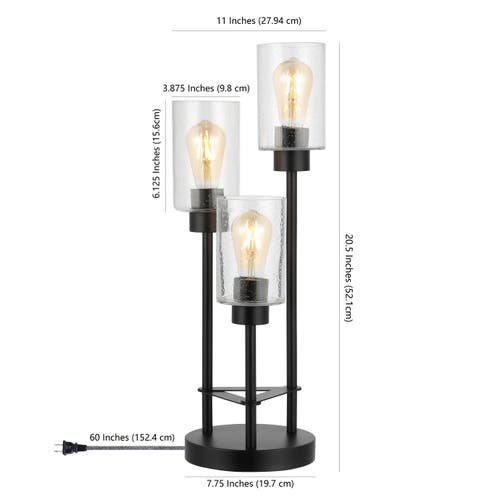 Jonathan Y Axel Modern 20.5" 3-light Iron/seeded Glass Modern Industrial Led Table Lamp, Black