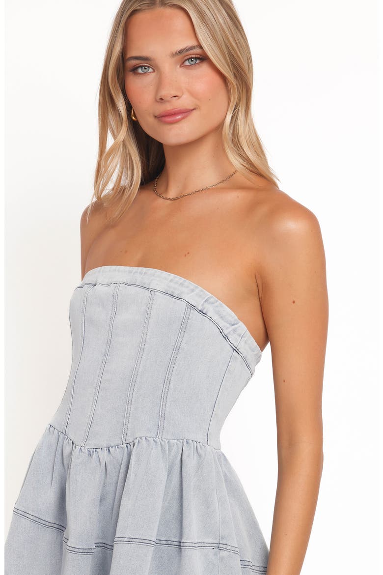 Ellen Strapless Minidress, Alternate, color, LIGHT DENIM