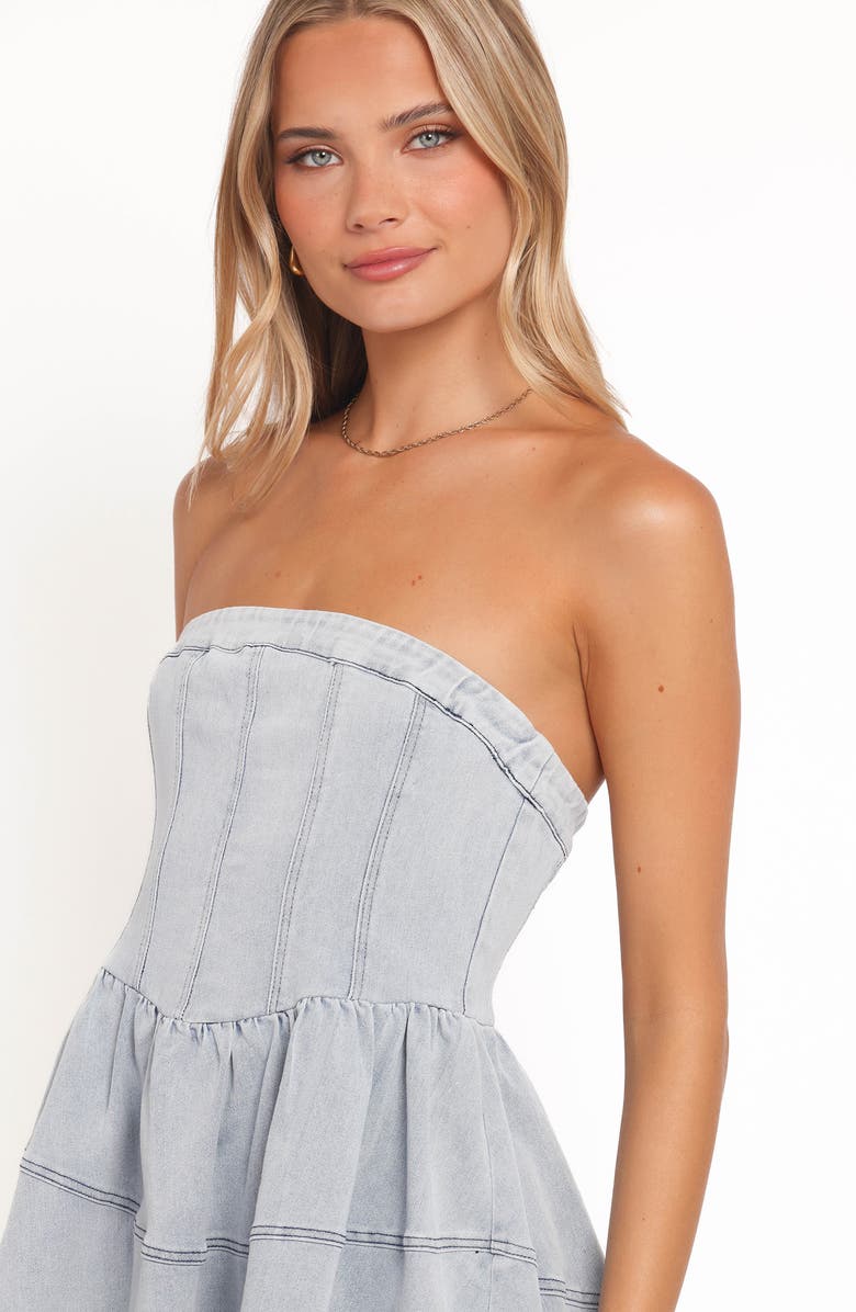 Petal & Pup Ellen Strapless Minidress, Alternate, color, Light Denim