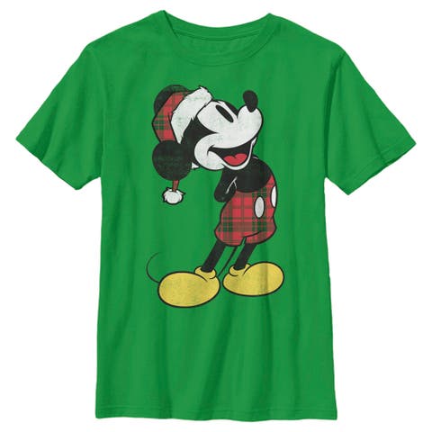 Boy's Mickey & Friends Mickey Going Plaid For Christmas  Graphic T-Shirt