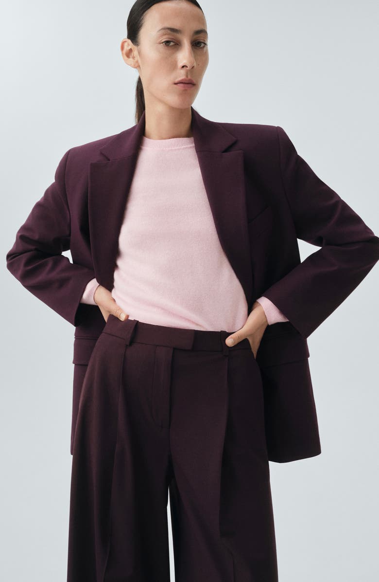 MANGO Selection Pleat Front Straight Leg Pants, Alternate, color, Maroon