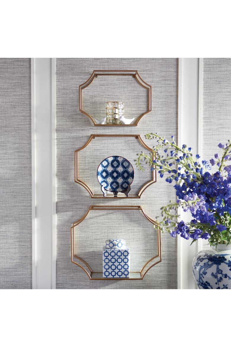Hudson Mirrored Wall Shelves Set of 3, Alternate, color, Gold