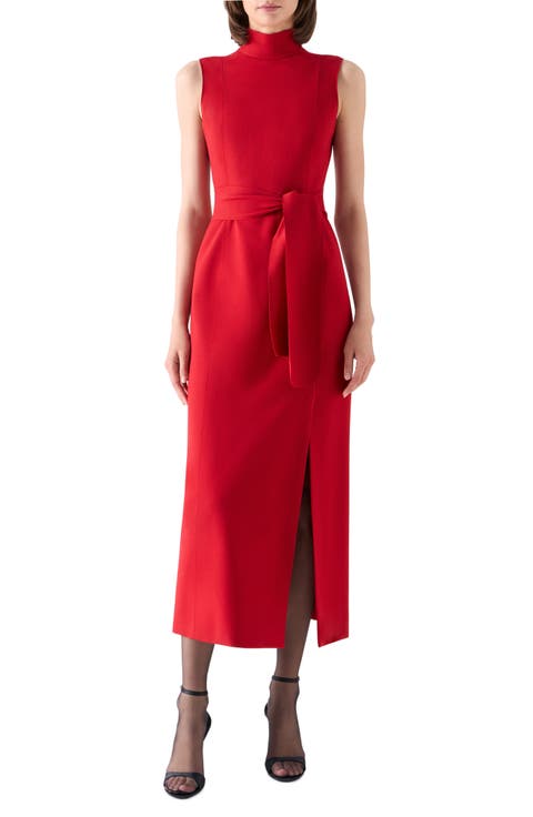 Signature Jersey Mock Neck Midi Dress