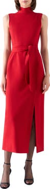 Akris punto Signature Jersey Mock Neck Midi Dress