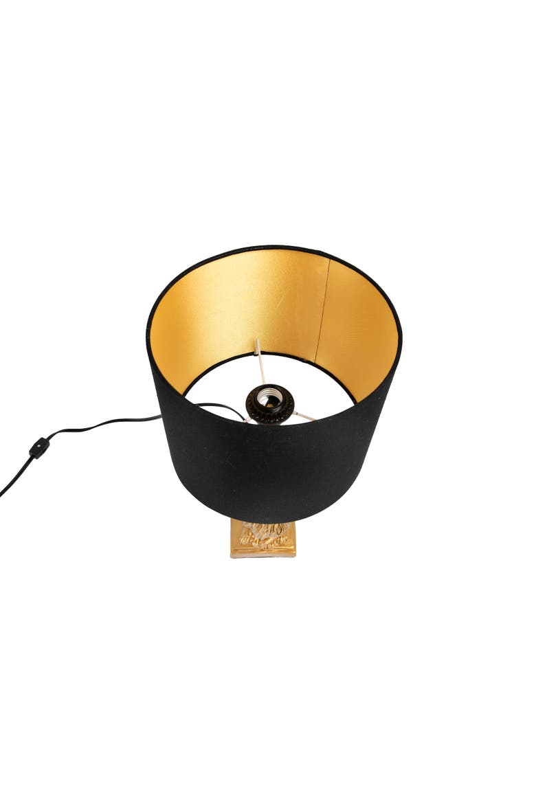 Resin Lion Table Lamp with Black Linen Shade, Gold Finish, Alternate, color, Gold