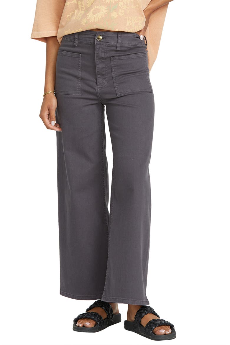 Free Spirit Stretch Cotton Crop Wide Leg Pants, Main, color, BLACK SANDS