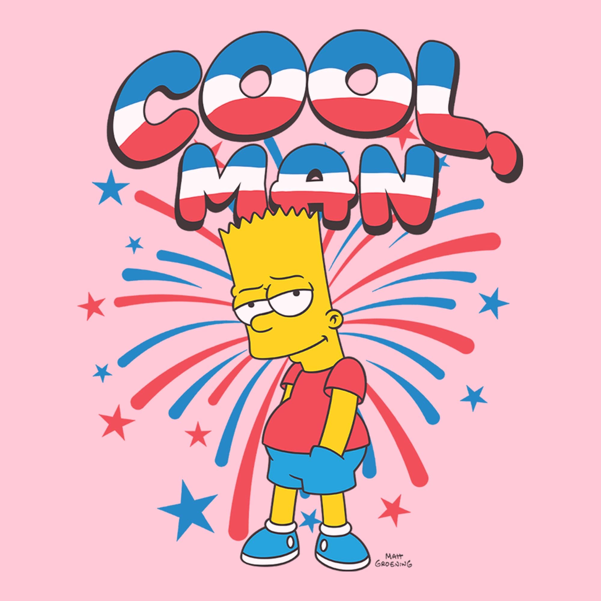 The Simpsons Girls' Festive Cool Man Bart Graphic Short Sleeve T-shirt ...