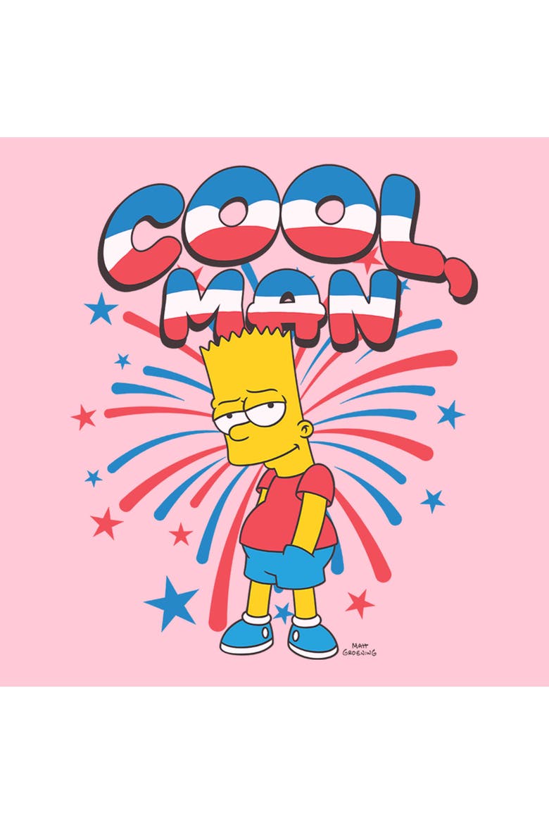 Girl's The Simpsons Festive Cool Man Bart  Graphic T-Shirt, Alternate, color, Light Pink