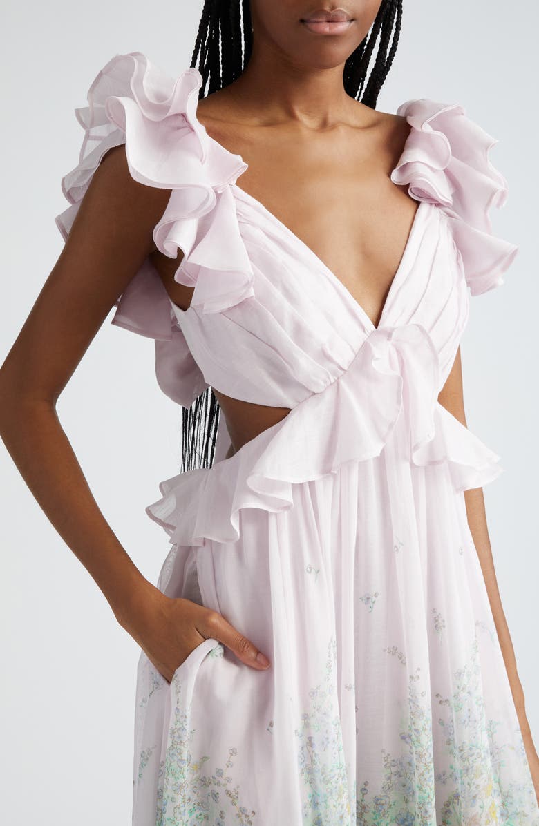 Floral Ruffle Linen & Silk Gown