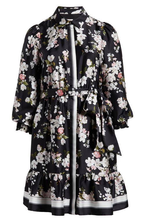 ANNE KLEIN ANNE KLEIN FLORAL PRINT LONG SLEEVE SHIRTDRESS