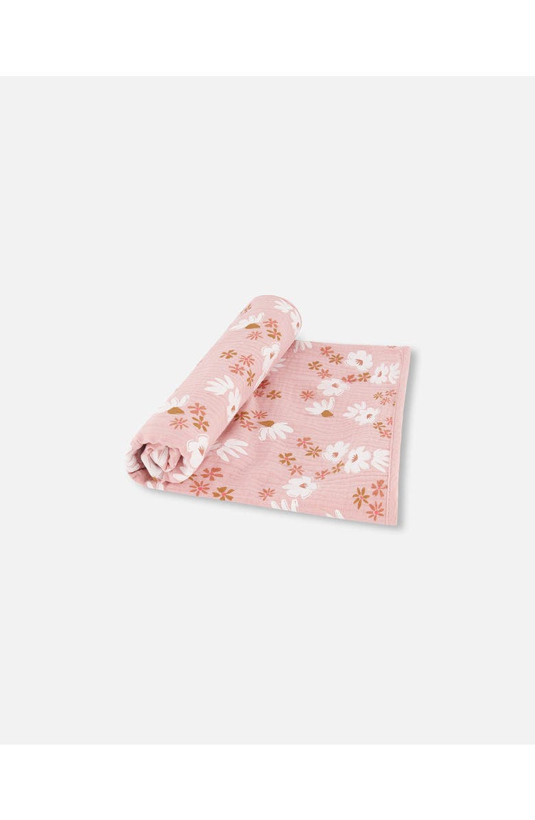 Deux par Deux Baby Girl's Printed Muslin Blanket Pink And White Flowers, Main, color, Pink And White Flowers