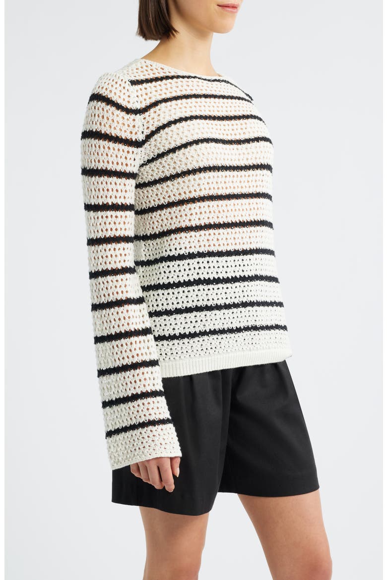 Stripe Open Stitch Sweater, Alternate, color, IVORY/ BLACK