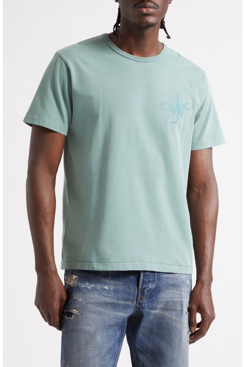 Ribbon Anchor Embroidered Logo T-Shirt, Main, color, WASHED TEAL