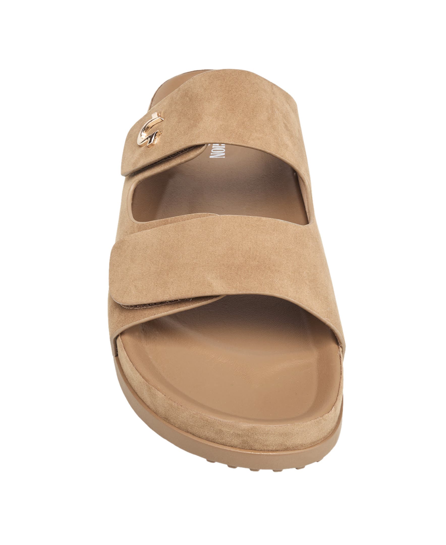 Sean Double Strap Metal Logo Sandal, Alternate, color, TAUPE