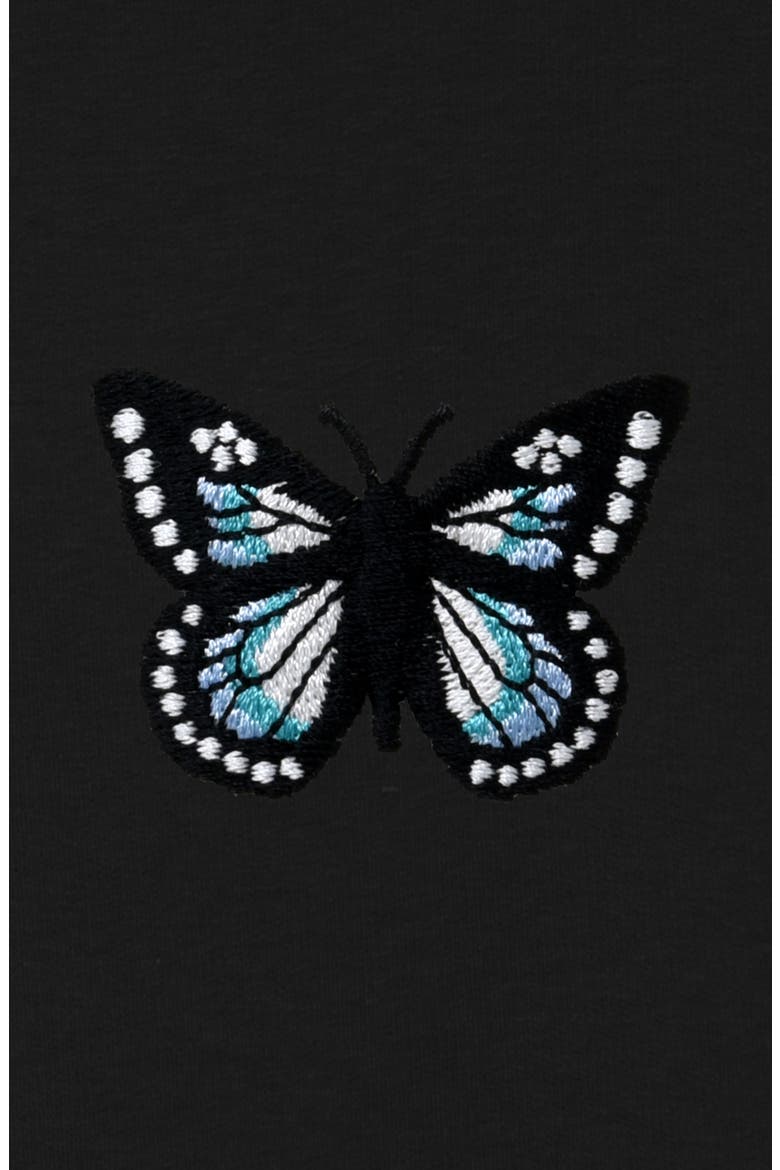 Butterfly Midweight Relaxed Fleece Track Pants, Alternate, color, Black