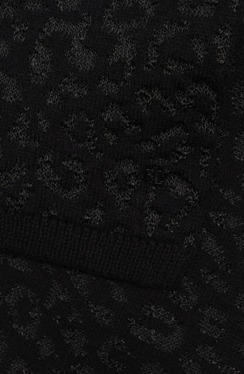 ZZDNU Lauren Ralplh Lauren Ocelot Knit Scarf, Alternate, color, Black