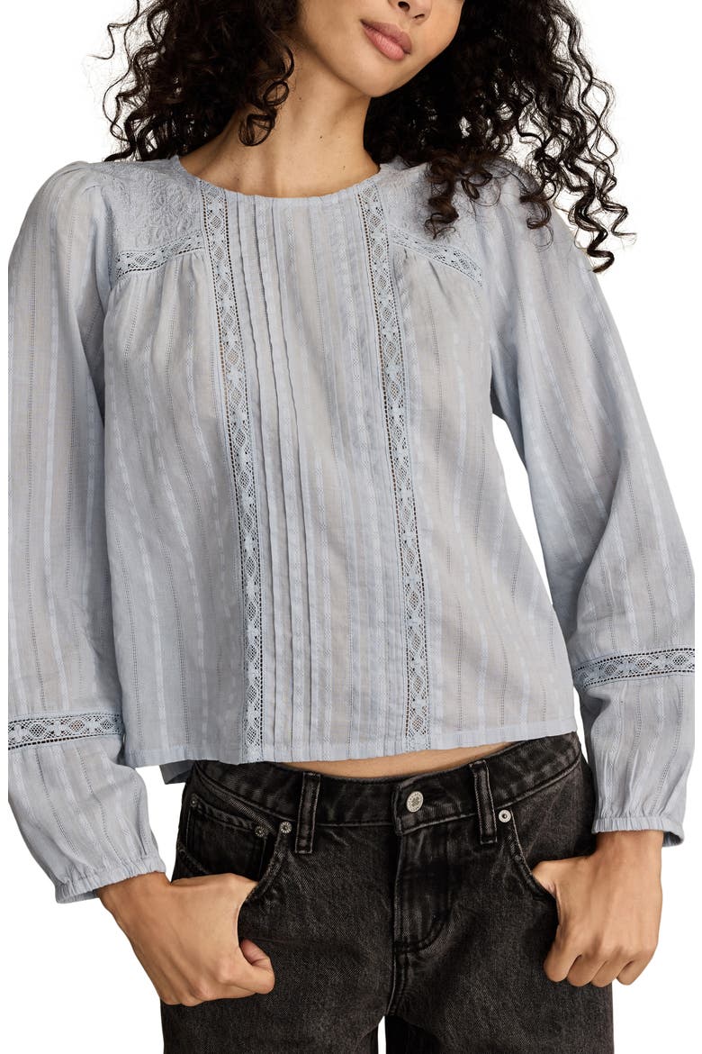 Pintuck Lace Top, Main, color, BLUE BLIZZARD