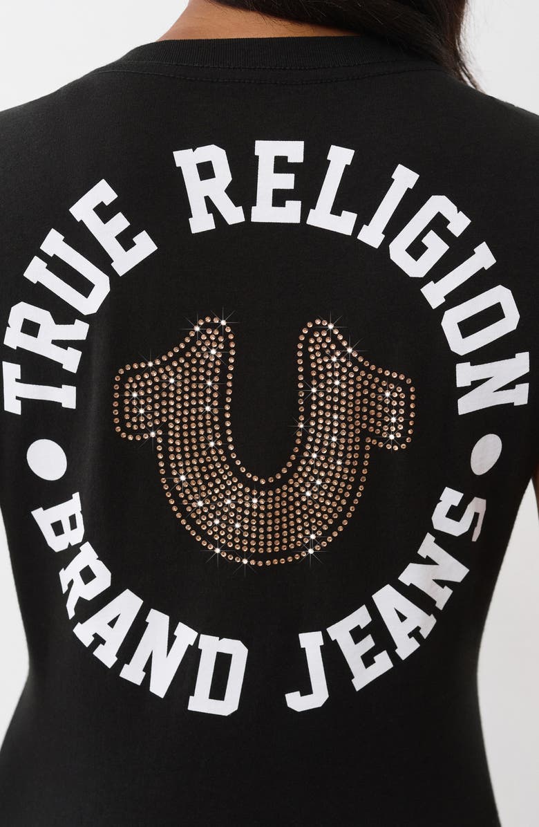 True Religion Crystal Horseshoe V-Neck T-Shirt, Alternate, color, 