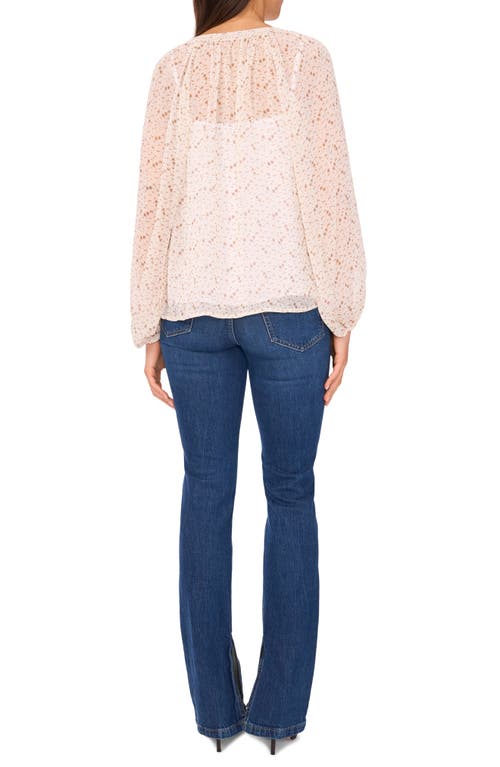 Vince Camuto Abstract Print Long Sleeve Top In Pink