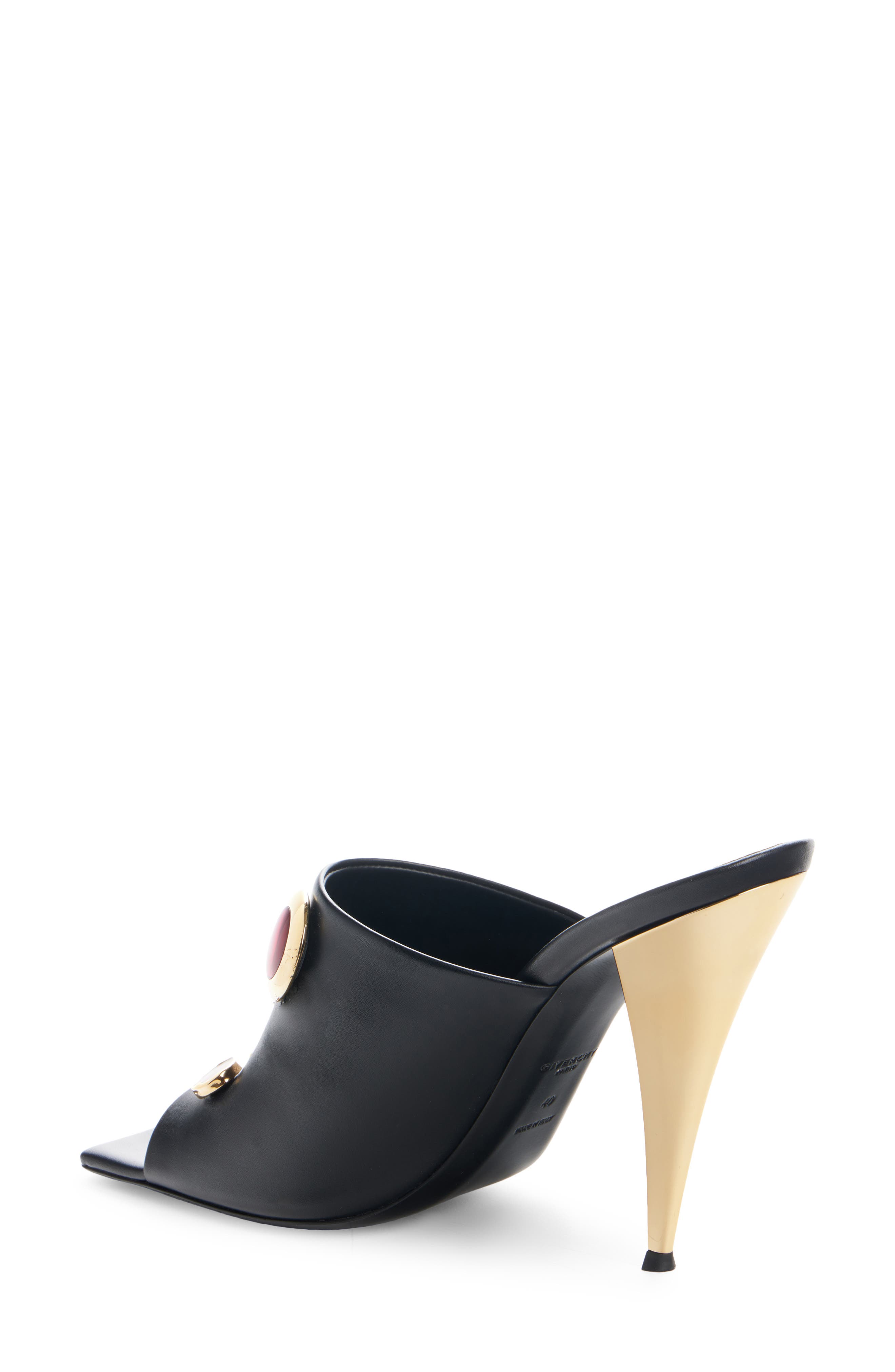 Jeweled Square Toe Leather Sandal, Alternate, color, BLACK/ RED