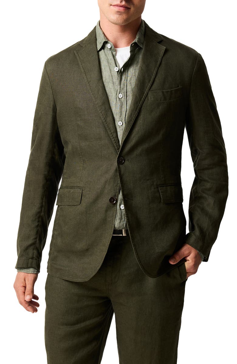 Rodd & Gunn Resort Linen Jacket, Main, color, Dark Olive