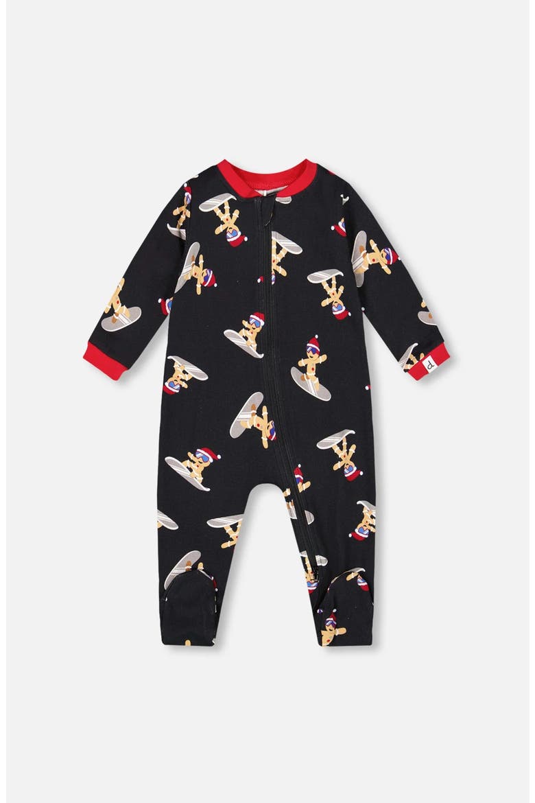 One-Piece Organic Cotton Pajama Cookie, Main, color, Black