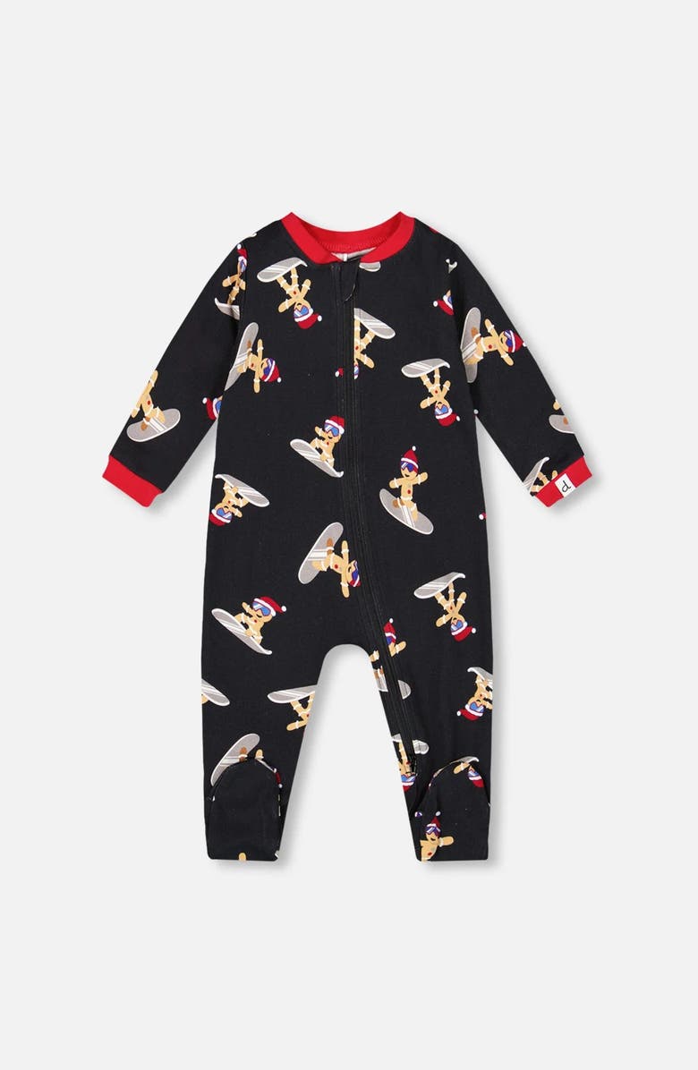 Deux par Deux One-Piece Organic Cotton Pajama Cookie, Main, color, Black