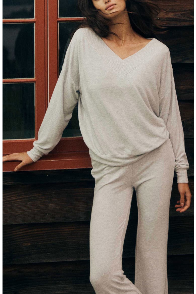Super Soft Deep V Sweater, Alternate, color, Grey Marle