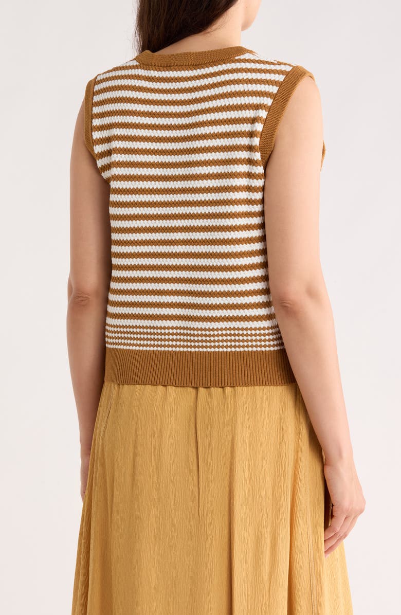 Adrianna Papell Stripe Sweater Tank, Alternate, color, Camel/ Ivory